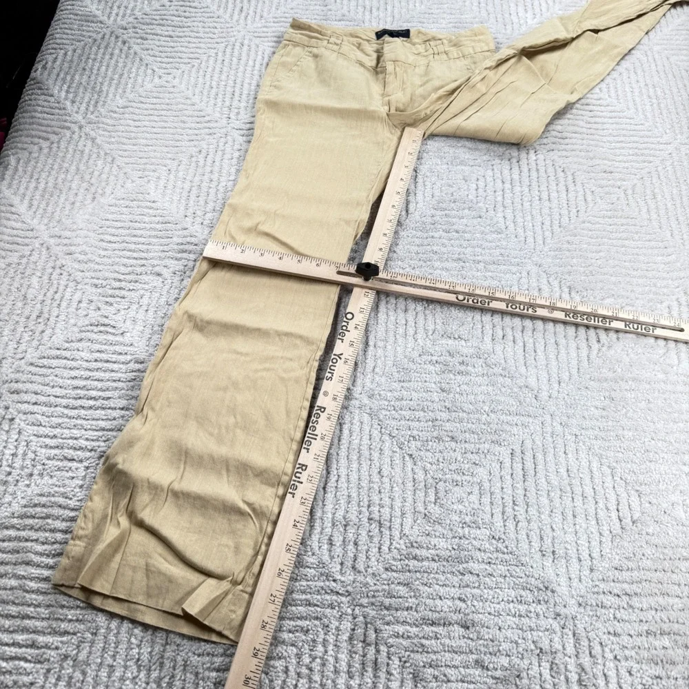 Banana Republic Wide Leg Linen Pants Womens 00P Tan Quiet Luxury Coastal Office